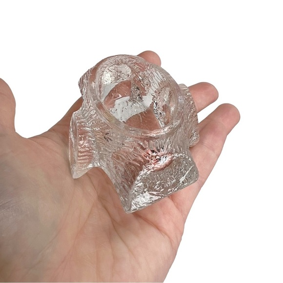 Lot of 2 Vintage Clear Glass Open Salt Cellars Wood Log & Rectangle Tub - Picture 2 of 15